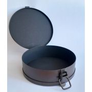 Форма КРУГЛАЯ с крышкой на замке для выпечки круассанов с начинкой черная сталь + тефлон.120 /h30мм